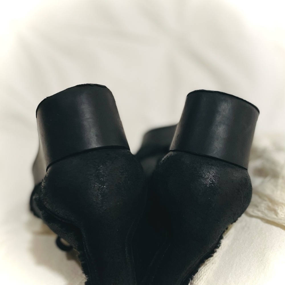 SOLD✨ROBERT CLERGERIE | 38 | Nadim Leather Sherpa Lace-Up Bootie Platform Wedge - Picture 9 of 13